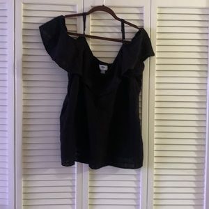 Blouse, black, cold shoulder, xl,